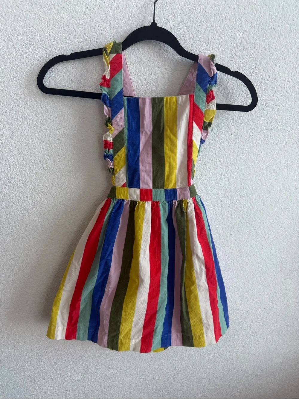 Mini Boden Striped Corduroy Dress 6-7 Years Colorful Rainbow